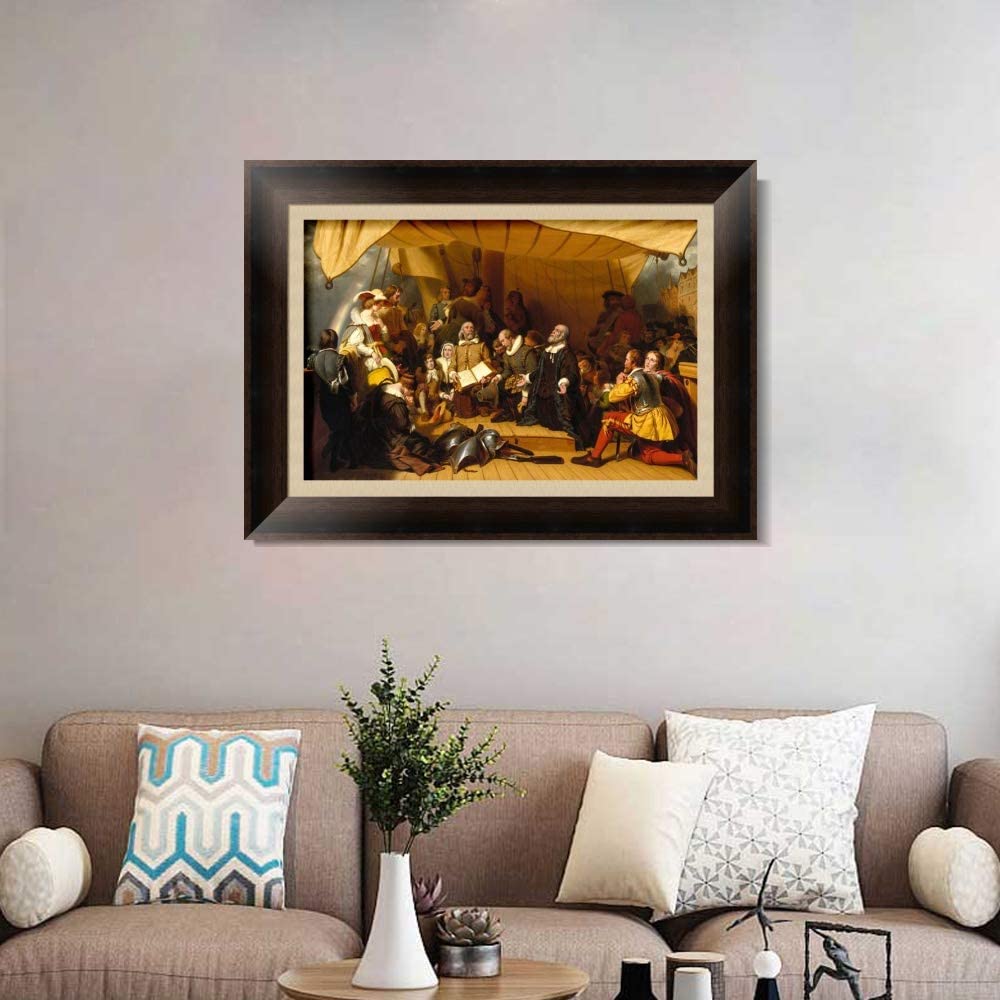 Framed Canvas Art Giclee Print Embarkation of the Pilgrims by Robert Walter Weir Wall Art