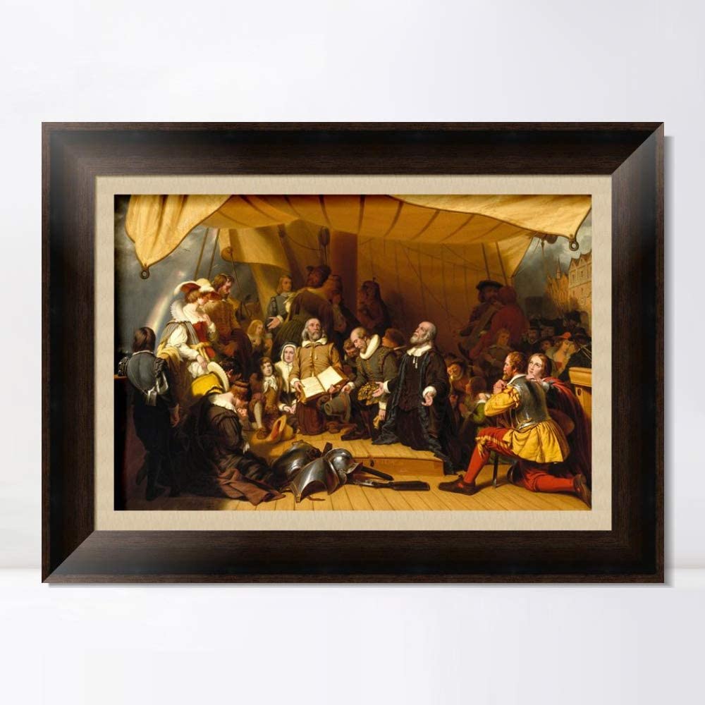 Framed Canvas Art Giclee Print Embarkation of the Pilgrims by Robert Walter Weir Wall Art