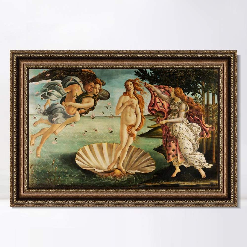 INVIN ART Framed Canvas Art Giclee Print The Birth of Venus by Sandro Botticelli Wall Art