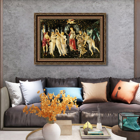 INVIN ART Framed Canvas Art Giclee Print La Primavera Allegory of Spring 1482 by Sandro Botticelli Wall Art Living Room Home Office Decorations