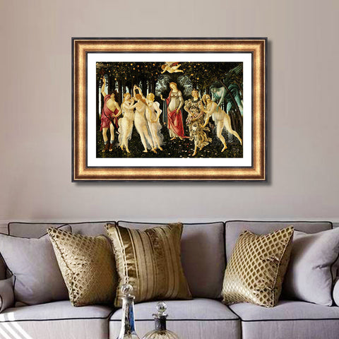 INVIN ART Framed Canvas Art Giclee Print La Primavera Allegory of Spring 1482 by Sandro Botticelli Wall Art Living Room Home Office Decorations