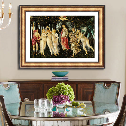 INVIN ART Framed Canvas Art Giclee Print La Primavera Allegory of Spring 1482 by Sandro Botticelli Wall Art Living Room Home Office Decorations