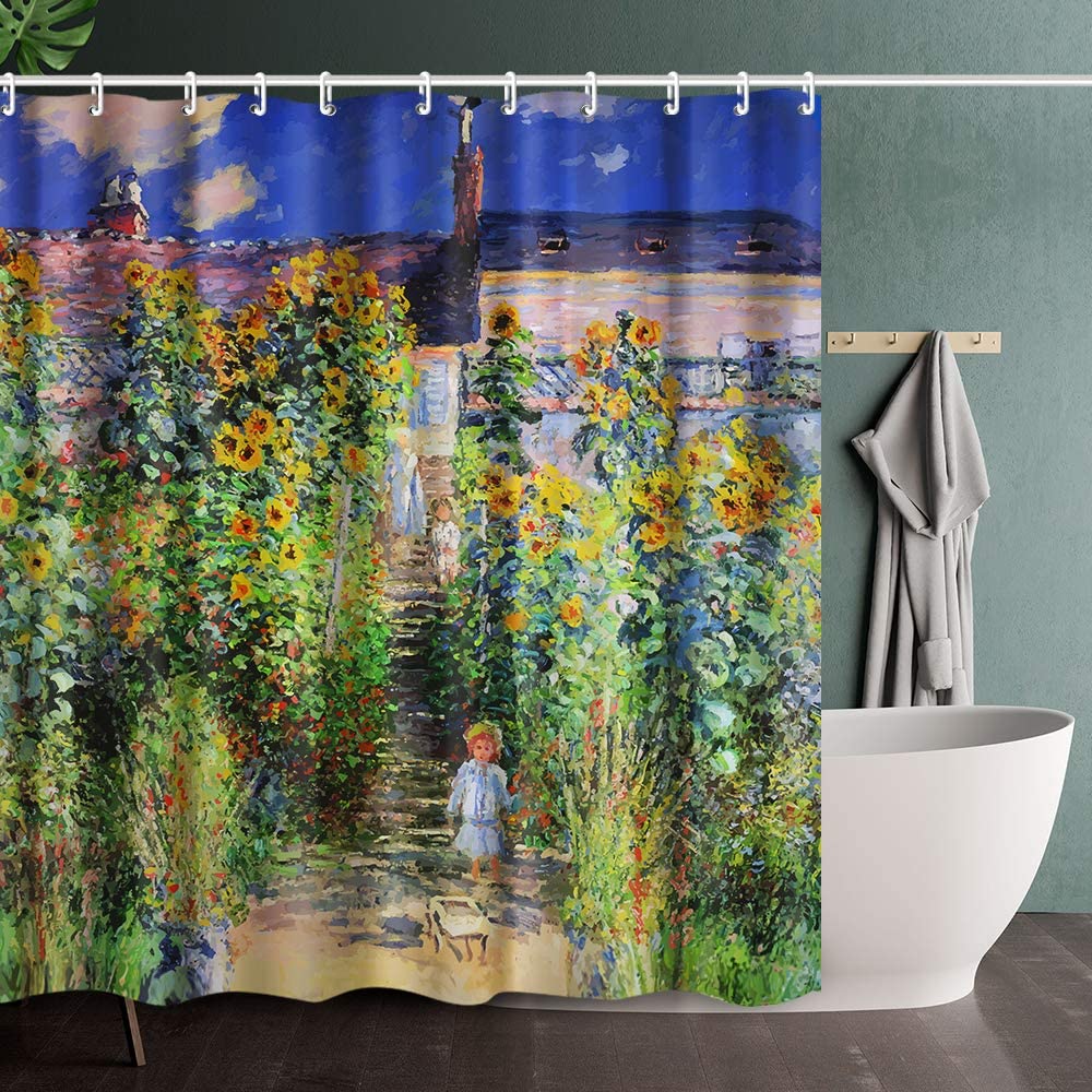 INVIN ART Bathroom Shower Curtain Set with Hooks,Home Art Paintings Pictures for Bathroom