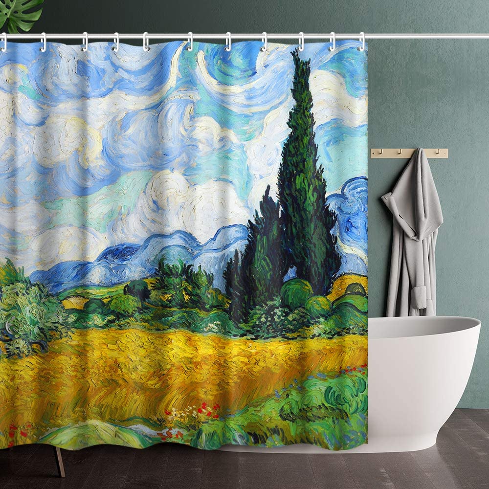 INVIN ART Bathroom Shower Curtain Set with Hooks,Home Art Paintings Pictures for Bathroom