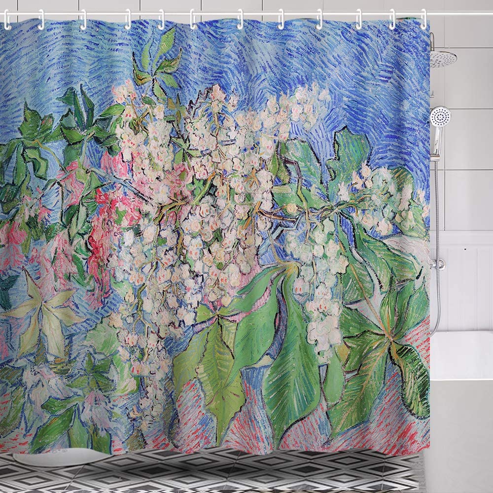 INVIN ART Bathroom Shower Curtain Set with Hooks,Home Art Paintings Pictures for Bathroom