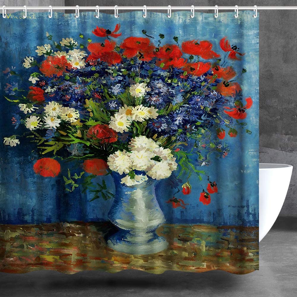 INVIN ART Bathroom Shower Curtain Set with Hooks,Home Art Paintings Pictures for Bathroom