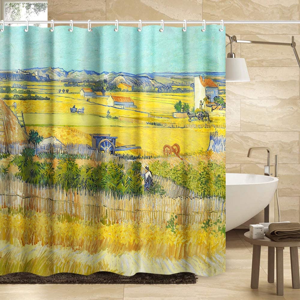INVIN ART Bathroom Shower Curtain Set with Hooks,Home Art Paintings Pictures for Bathroom