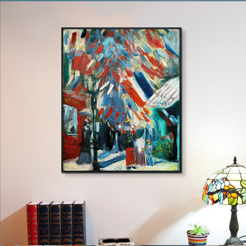 INVIN ART Framed Canvas Giclee Print Art The Fourteenth of July Celebration in Paris by Vincent Van Gogh Wall Art