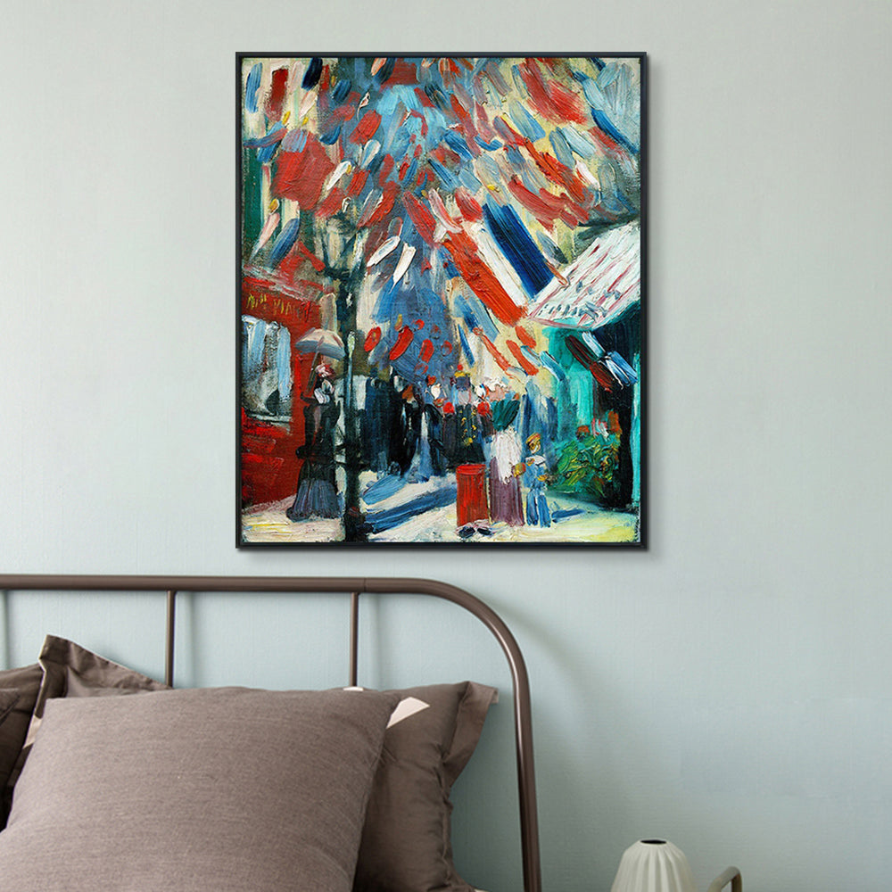 INVIN ART Framed Canvas Giclee Print Art The Fourteenth of July Celebration in Paris by Vincent Van Gogh Wall Art