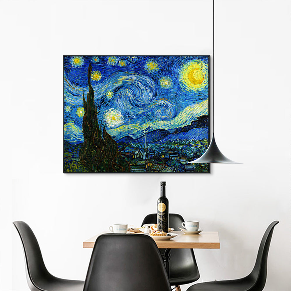 INVIN ART Framed Canvas Giclee Print Art Starry Night by Vincent Van Gogh Wall Art