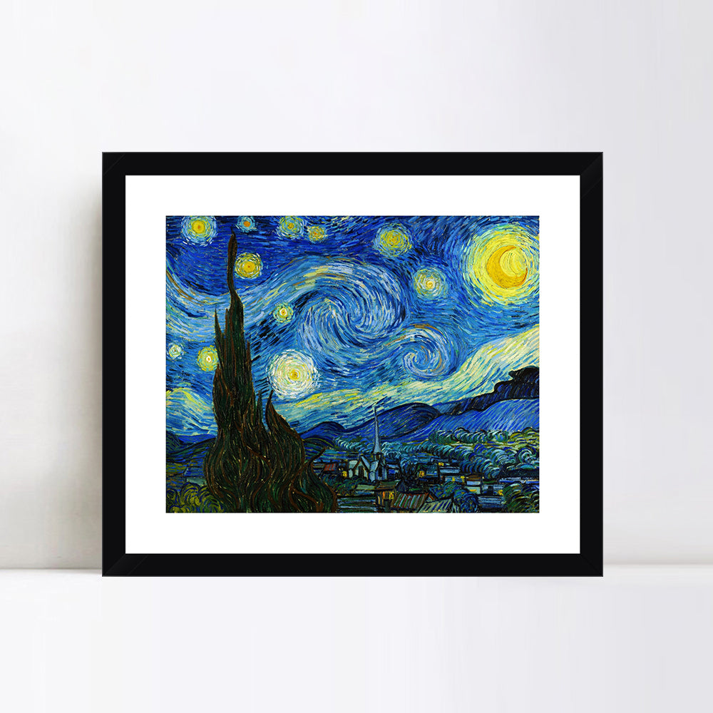 INVIN ART Framed Canvas Giclee Print Art Starry Night by Vincent Van Gogh Wall Art