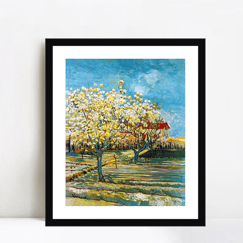 INVIN ART Framed Canvas Giclee Print Art Orchard in Blossom, Bordered by Cypresses by Vincent Van Gogh Wall Art Living Room Home Office Decorations