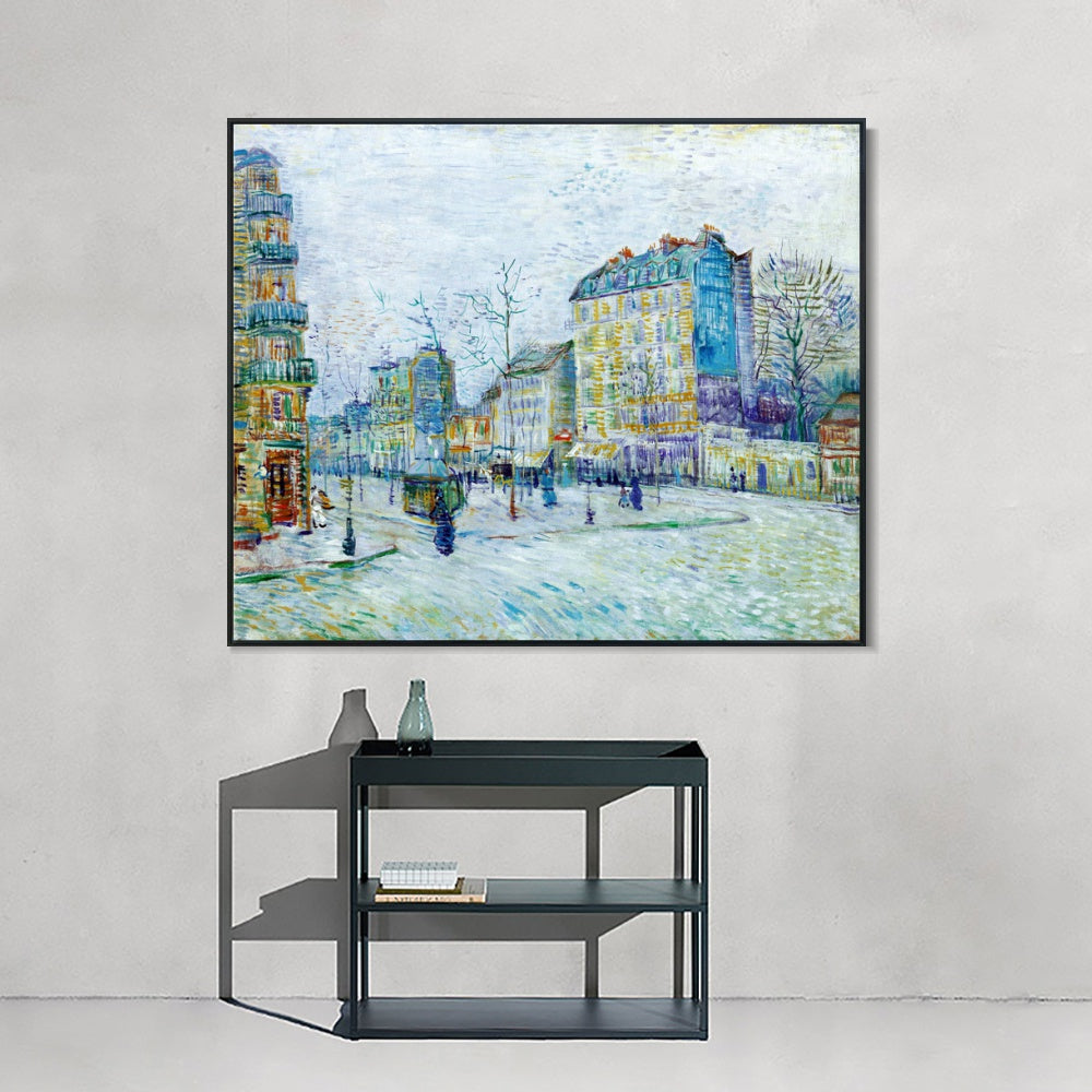 INVIN ART Framed Canvas Giclee Print Boulevard de Clichy, 1887 by Vincent Van Gogh Wall Art (Black Slim Frame,24"x32")