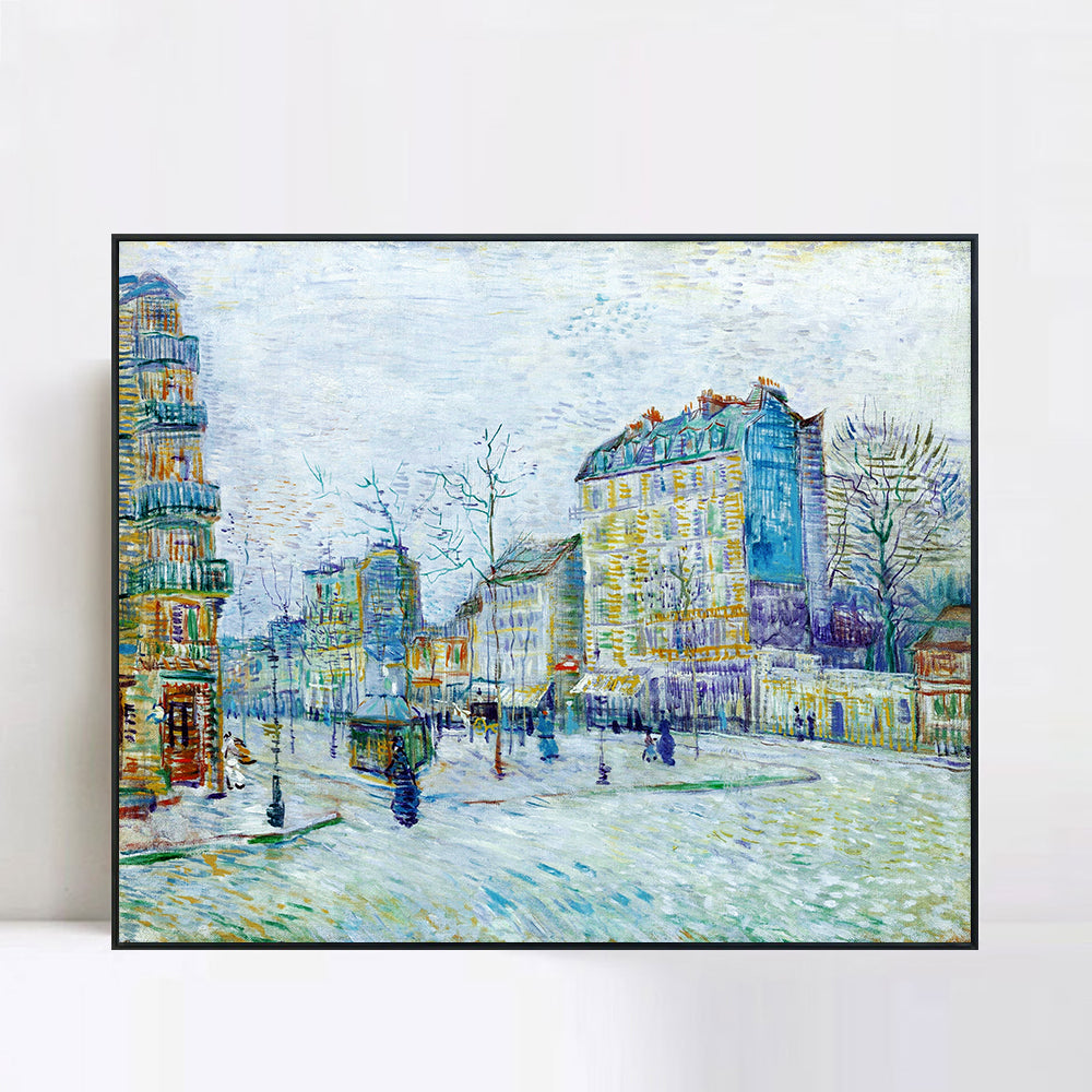 INVIN ART Framed Canvas Giclee Print Boulevard de Clichy, 1887 by Vincent Van Gogh Wall Art (Black Slim Frame,24"x32")