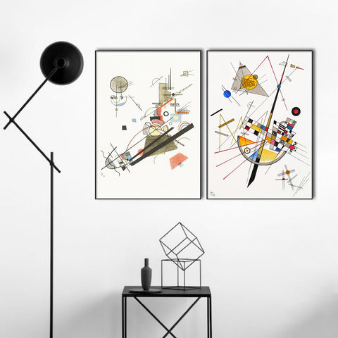 INVIN ART Framed Canvas Print Combo Painting 2 PCS Series#13 by Wassily Kandinsky Wall Art Home Living Room Office Decorations