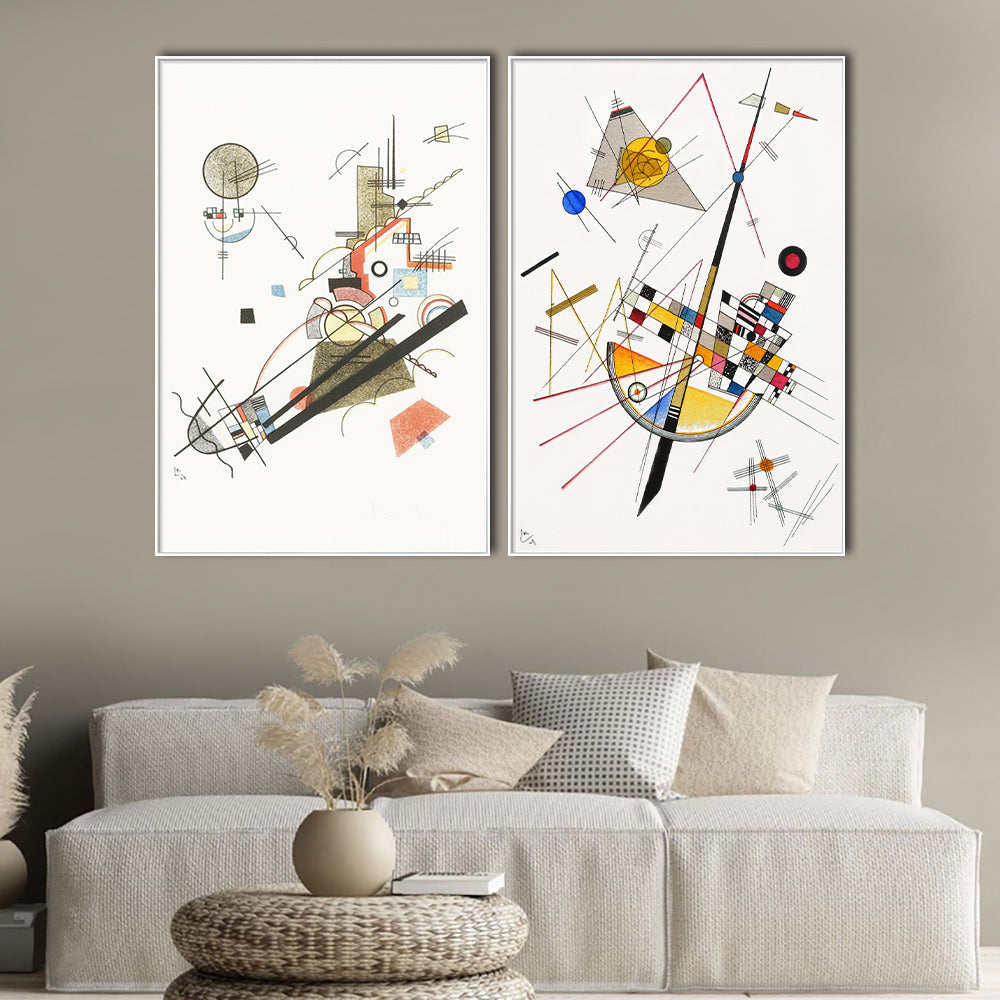 INVIN ART Framed Canvas Print Combo Painting 2 PCS Series#13 by Wassily Kandinsky Wall Art Home  Office Decorations