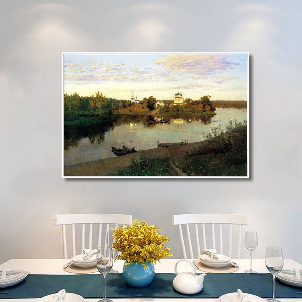 INVIN ART Framed Canvas Giclee Print Evening Bells by Isaac Levitan Wall Art