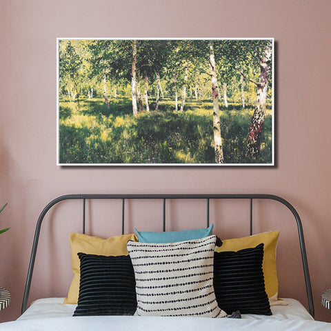 INVIN ART Framed Canvas Giclee Print Birch Grove by Isaac Levitan Wall Art Living Room Home Office Decorations