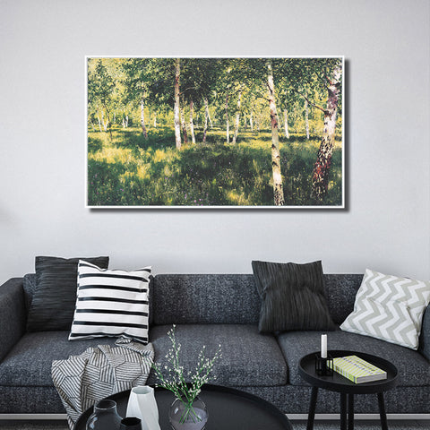 INVIN ART Framed Canvas Giclee Print Birch Grove by Isaac Levitan Wall Art Living Room Home Office Decorations