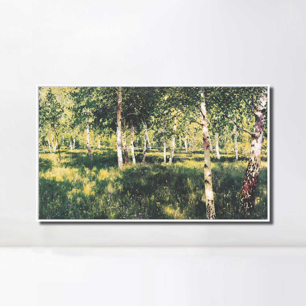 INVIN ART Framed Canvas Giclee Print Birch Grove by Isaac Levitan Wall Art