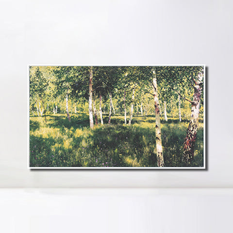 INVIN ART Framed Canvas Giclee Print Birch Grove by Isaac Levitan Wall Art Living Room Home Office Decorations