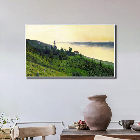 INVIN ART Framed Canvas Giclee Print Series#7 by Isaac Levitan Wall Art Living Room Home Office Decorations