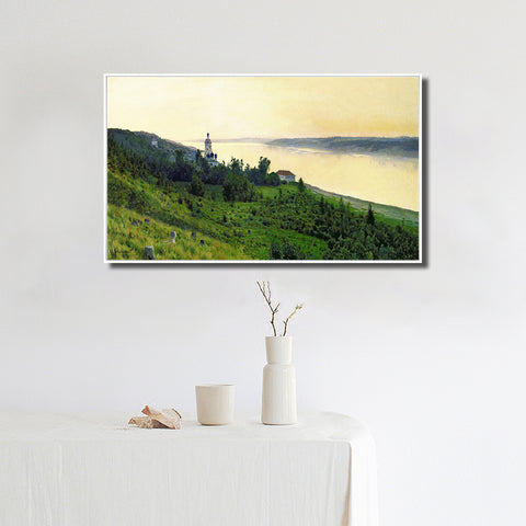 INVIN ART Framed Canvas Giclee Print Series#7 by Isaac Levitan Wall Art Living Room Home Office Decorations