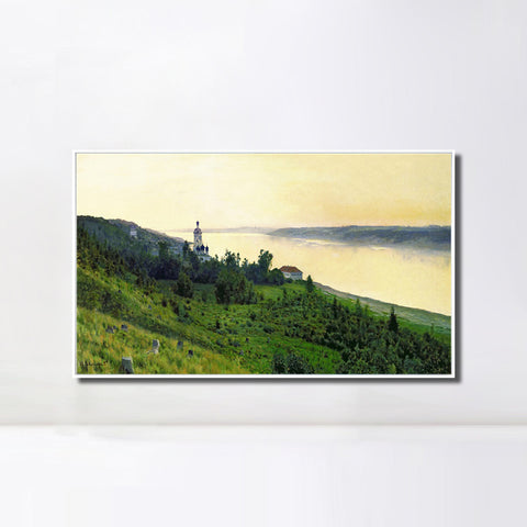 INVIN ART Framed Canvas Giclee Print Series#7 by Isaac Levitan Wall Art Living Room Home Office Decorations