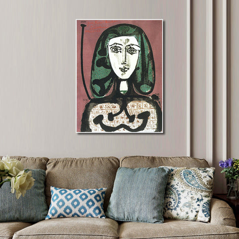 INVIN ART Framed Canvas Giclee Print Art 1949 Femme aux cheveux verts Il by Pablo Picasso Wall Art Living Room Home Office Decorations