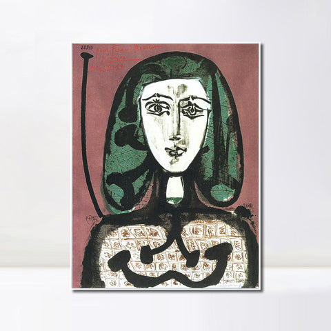 INVIN ART Framed Canvas Giclee Print Art 1949 Femme aux cheveux verts Il by Pablo Picasso Wall Art Living Room Home Office Decorations