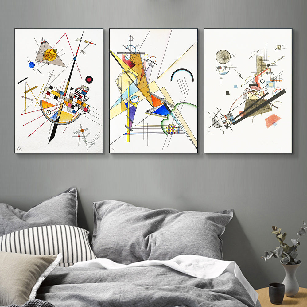 INVIN ART Framed Streched Canvas Giclee Print Combo Painting 3 Pieces by Wassily Kandinsky Wall Art Series#001