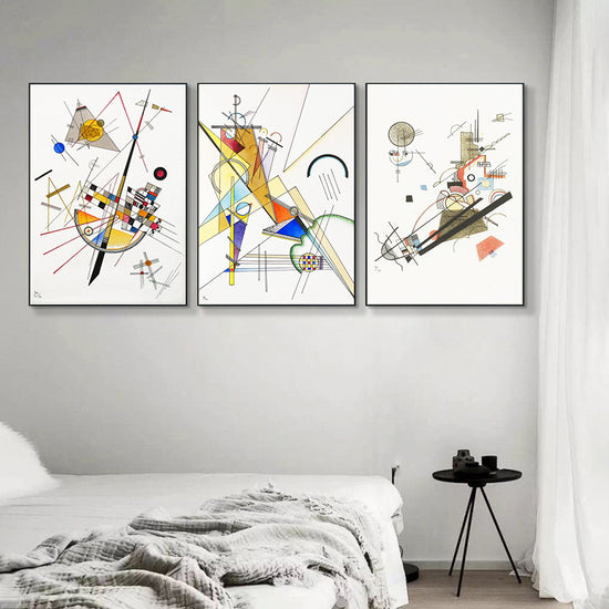 INVIN ART Framed Streched Canvas Giclee Print Combo Painting 3 Pieces by Wassily Kandinsky Wall Art Series#001 Living Room Home Office Decorations