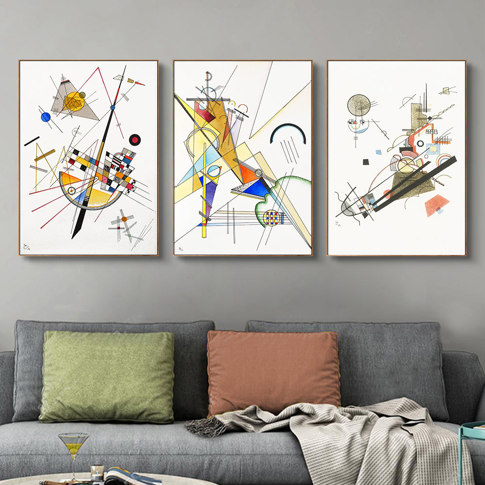 INVIN ART Framed Streched Canvas Giclee Print Combo Painting 3 Pieces by Wassily Kandinsky Wall Art Series#001