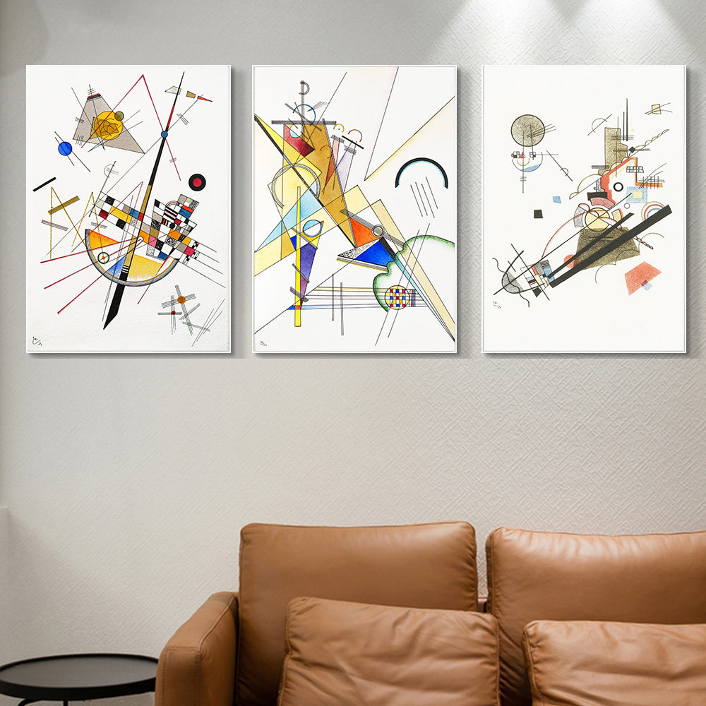 INVIN ART Framed Streched Canvas Giclee Print Combo Painting 3 Pieces by Wassily Kandinsky Wall Art Series#001