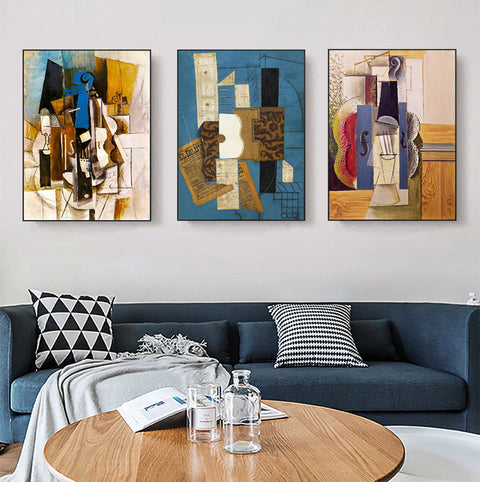 INVIN ART Framed Canvas Art Combo Painting 3 Pieces by Pablo Picasso Wall Art Series#16 Living Room Home Office Decorations