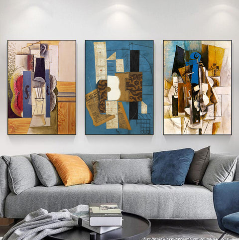 INVIN ART Framed Canvas Art Combo Painting 3 Pieces by Pablo Picasso Wall Art Series#16 Living Room Home Office Decorations