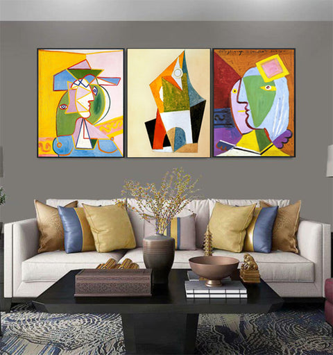 INVIN ART Framed Canvas Art Combo Painting 3 Pieces by Pablo Picasso Wall Art Series#24 Living Room Home Office Decorations