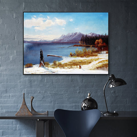 The Peaceful Lake after Snow by Albert Bierstadt Wall Art Home Decorations