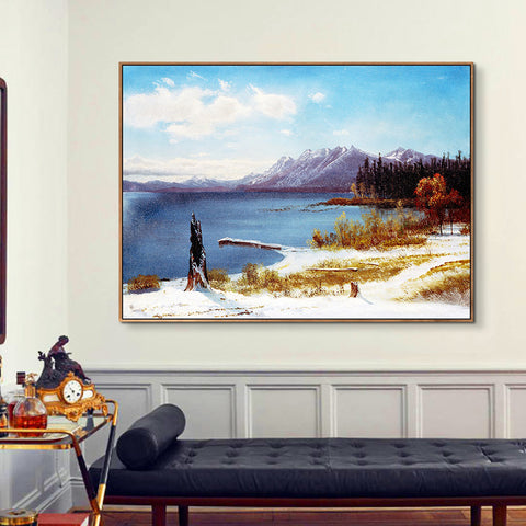 The Peaceful Lake after Snow by Albert Bierstadt Wall Art Home Decorations
