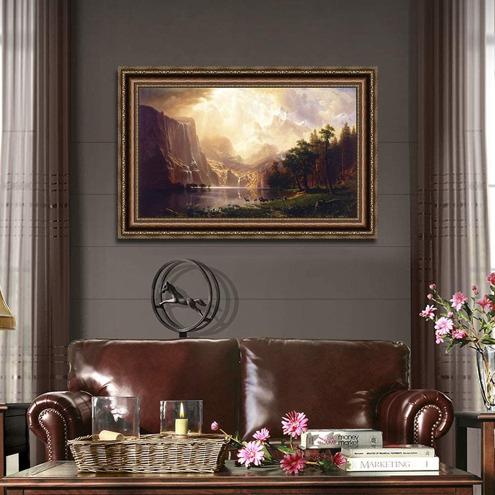 INVIN ART Framed Canvas Art Giclee Print Among The Sierra Nevada,California by Albert Bierstadt Wall Art