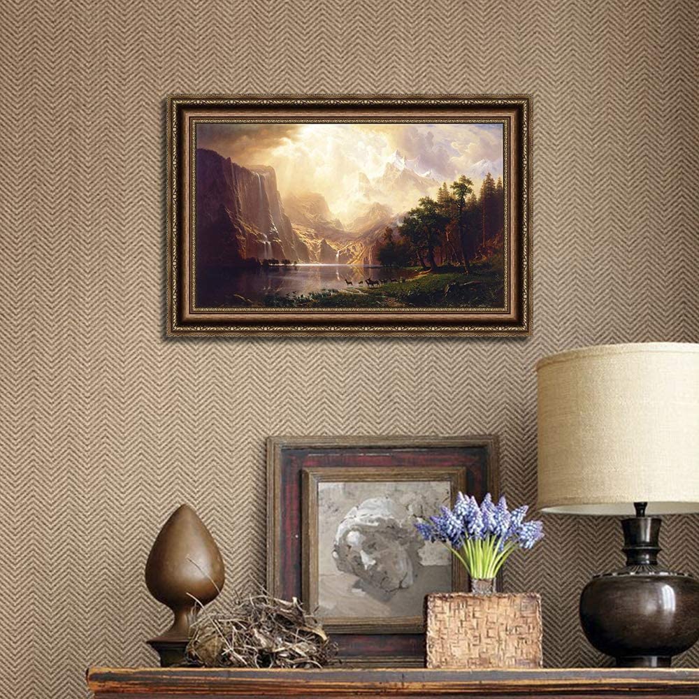INVIN ART Framed Canvas Art Giclee Print Among The Sierra Nevada,California by Albert Bierstadt Wall Art