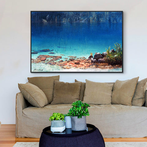The Quiet Crystal Lake by Albert Bierstadt Wall Art Living Room Home Decorations