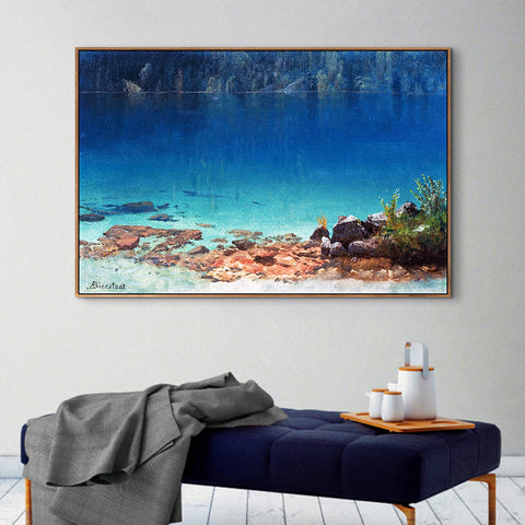 The Quiet Crystal Lake by Albert Bierstadt Wall Art Living Room Home Decorations
