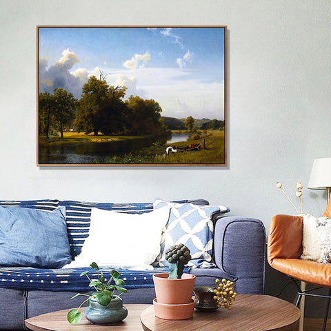 A Stream in the Bright Summer by Albert Bierstadt Wall Art Living Room Home Decorations