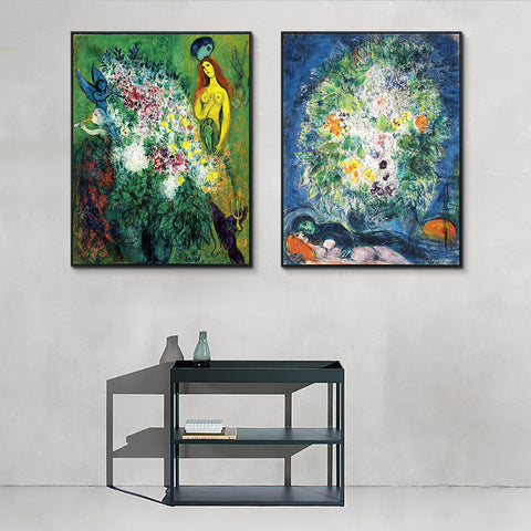 INVIN ART Framed Canvas Giclee Print Art Combo Painting 2 Pieces by Marc Chagall Wall Art Series#12 Living Room Home Office Decorations