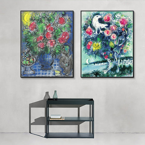 INVIN ART Framed Canvas Giclee Print Art Combo Painting 2 Pieces by Marc Chagall Wall Art Series#13 Living Room Home Office Decorations
