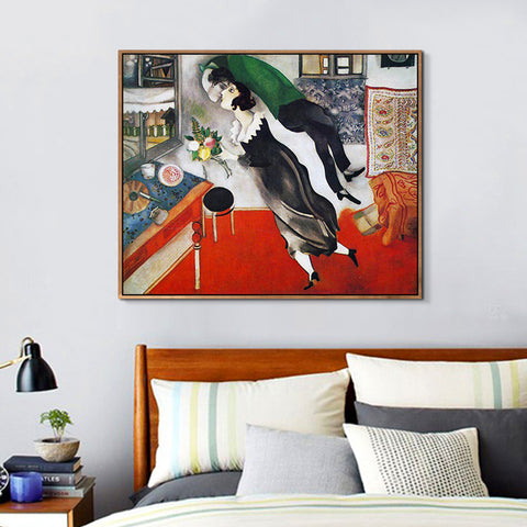 INVIN ART Framed Canvas Giclee Print Art Birthday by Marc Chagall Wall Art Living Room Home Office Decorations