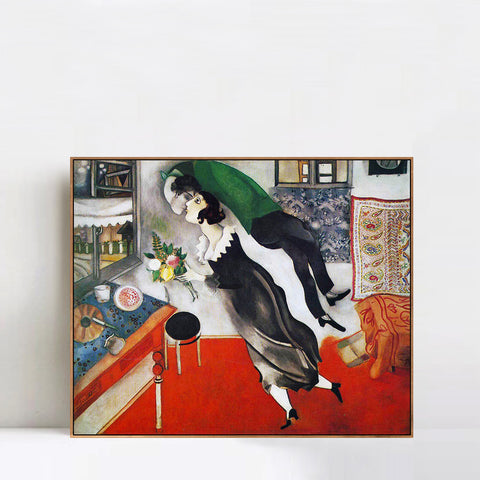INVIN ART Framed Canvas Giclee Print Art Birthday by Marc Chagall Wall Art Living Room Home Office Decorations