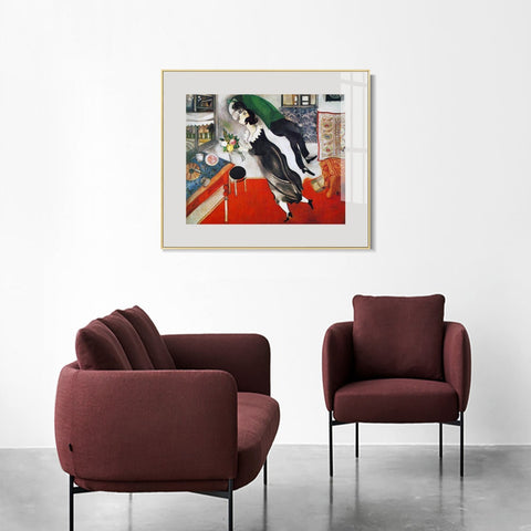 INVIN ART Framed Canvas Giclee Print Art Birthday by Marc Chagall Wall Art Living Room Home Office Decorations