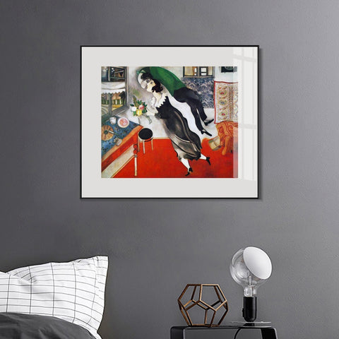 INVIN ART Framed Canvas Giclee Print Art Birthday by Marc Chagall Wall Art Living Room Home Office Decorations